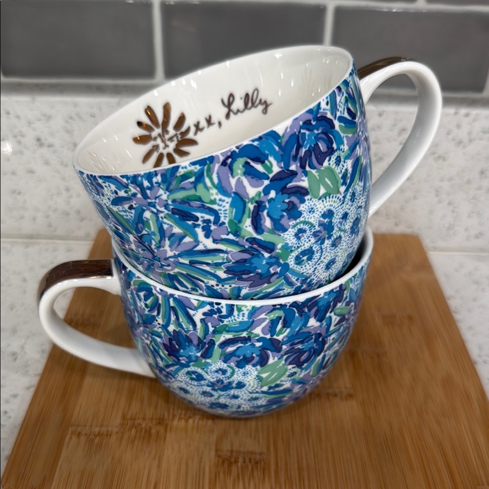 Lilly Pulitzer Blue Floral Mugs